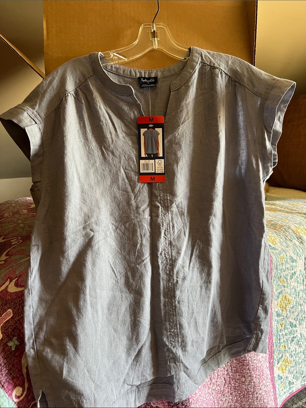 Splendid Short Sleeve Linen-Blend Tee — Steel Blue
